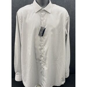 PROPER Wrinkle Free Contemporary Fit Shirt Men's Size 17.5 36-37 Gray‎ Striped